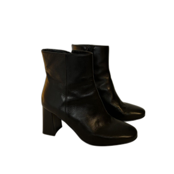 Napoleon Davos Gomma Leather Heeled Mid-calf Booties 40 Black Side-zip - Picture 3 of 15